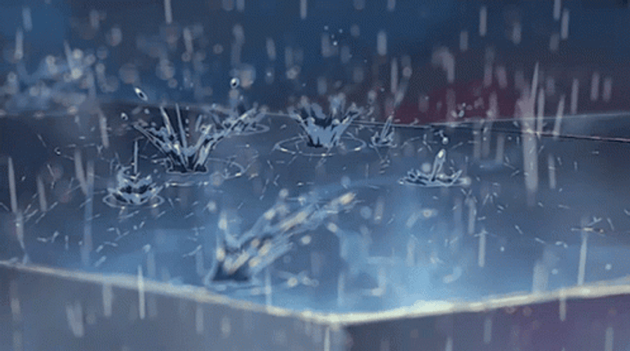 Aesthetic Anime Heavy Rain Splash GIF