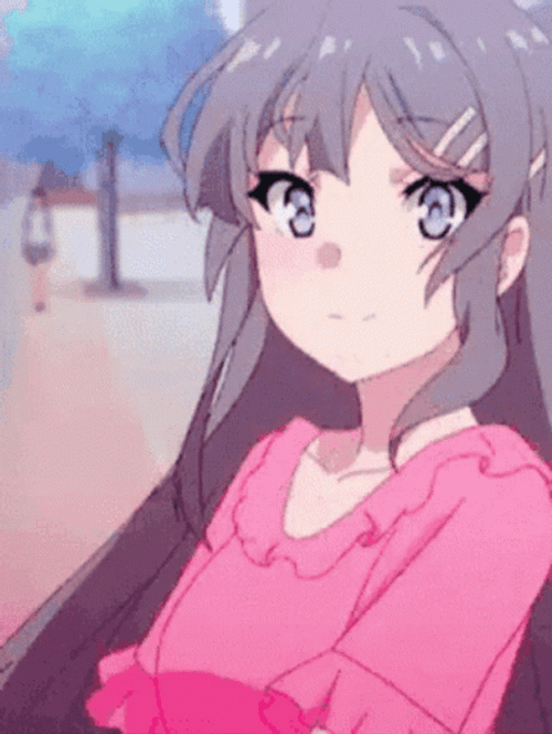 Aesthetic Anime Mai Sakurajima In Pink Blouse GIF
