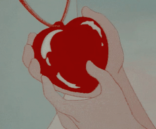 Aesthetic Anime Red Heart Locket GIF