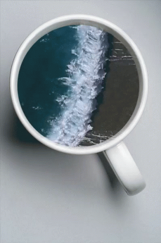 Aesthetic Minimalist Ocean Waves In A Mug GIF