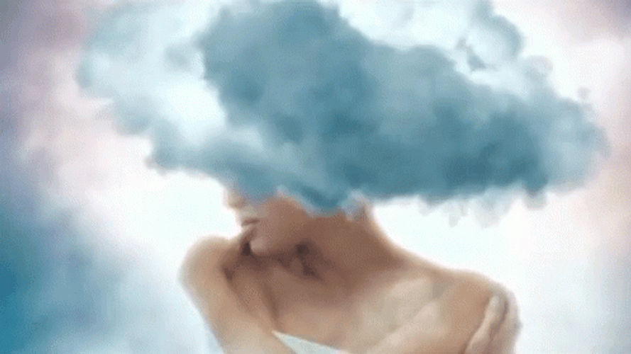 Aesthetic Woman Cloud Smoke Head GIF