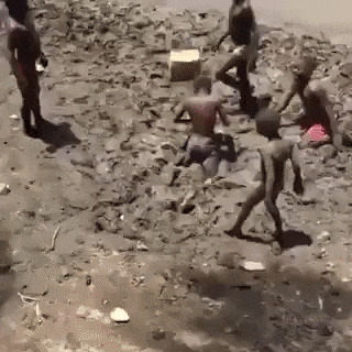 African Kids Playing In Mud GIF