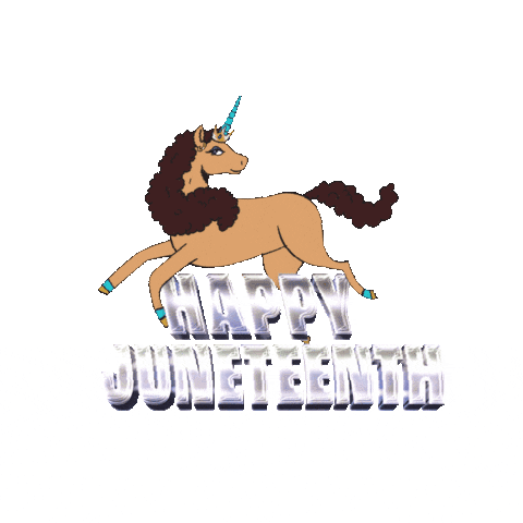 Afro Pretty Unicorn Happy Juneteenth GIF