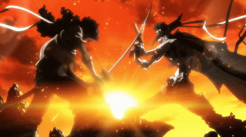 Afro Samurai And Justice Clashing GIF