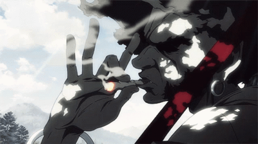 Afro Samurai Red Scabbarad On Shoulder GIF