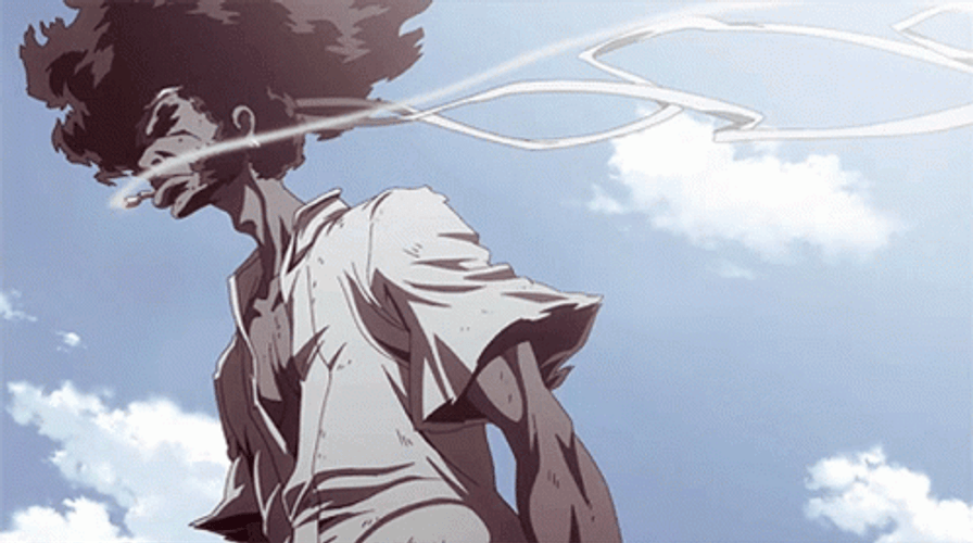 Afro Samurai Smoking While Walking GIF