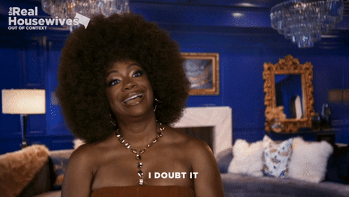 Afro Woman Saying I Doubt It Blue Wall