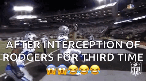 After Interception of Rodgers for Third Time Football Game