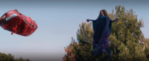 Agatha Harkness Dodging Flying Car GIF