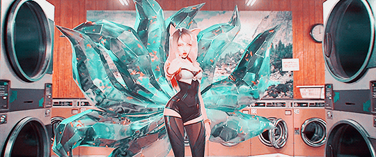 Ahri Releasing Red Glowing Power GIF