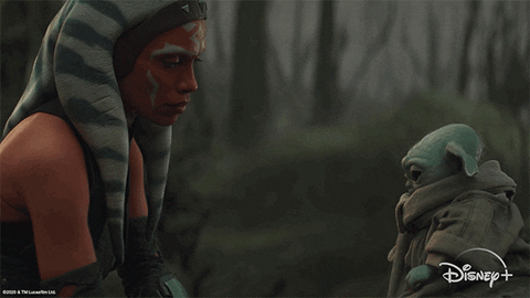 Ahsoka Holds Baby Yoda Hand GIF