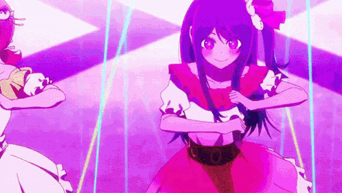 Ai Hoshino Dancing On Colorful Background GIF