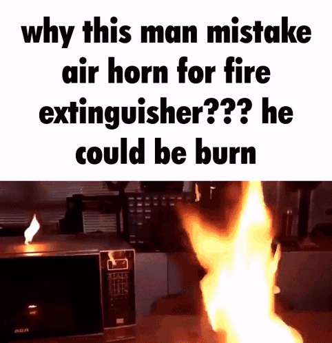 Air Horn Mistaken To Be Fire Extinguisher GIF