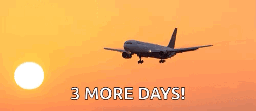 Airplane Flying at Sunset With 3 More Days