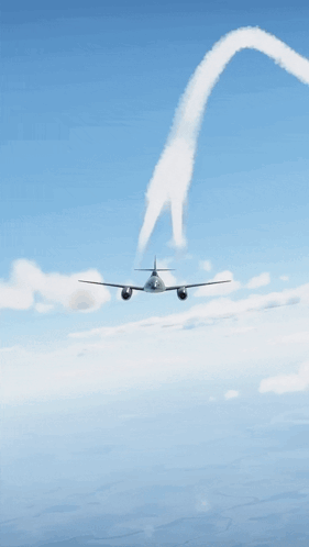 Airplane Flying with Smoke Trails