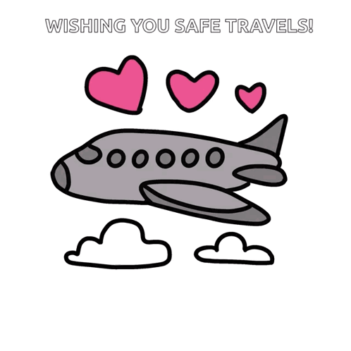 Airplane Surrounded by Hearts Wishing Safe Travels