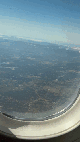 Airplane Window View of Landscape