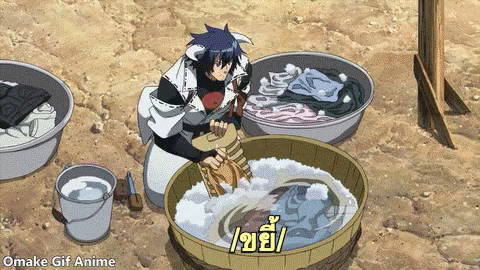 Akame Ga Kill! Susanoo Doing Laundry GIF