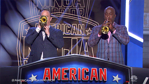 Akbar Gbajabiamila Playing Bugle American Ninja Warriors GIF