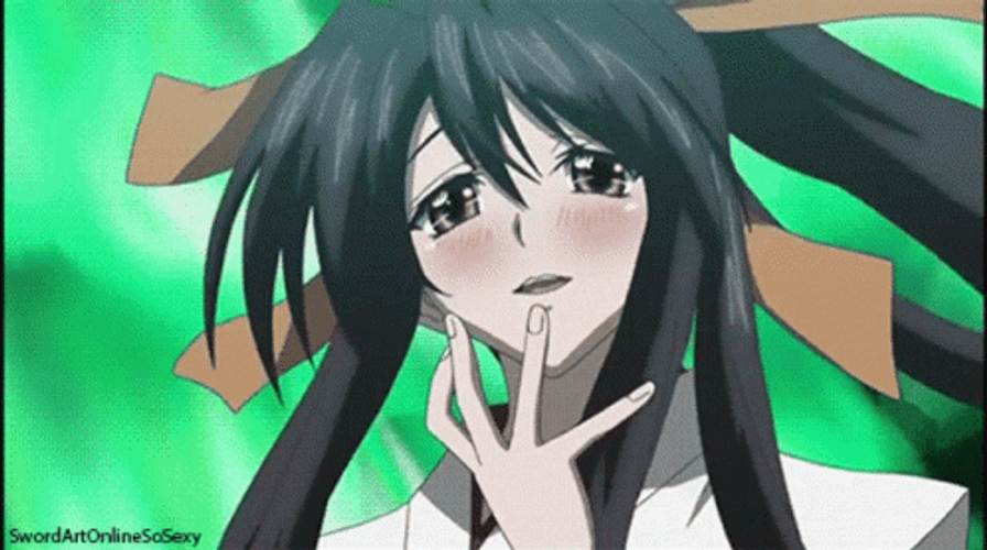 Akeno Himejima Licking Finger Tongue Ring Finger GIF