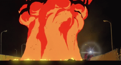 Akira Slide Shotaro Kaneda Avoiding Explosion GIF