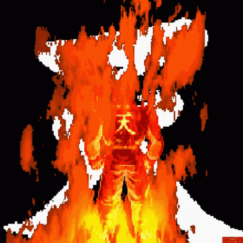 Akuma Turning Back On Fire GIF