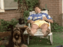 Al Bundy Sunbathing With A Dog GIF
