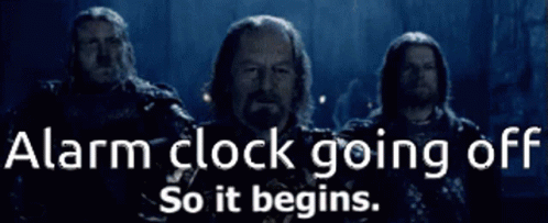 Alarm Clock Going Off With Three Men GIF