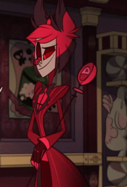 Alastor Fixing His Hair GIF