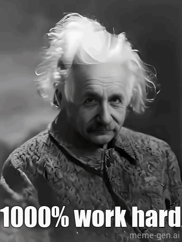 Albert Einstein Black and White 1000% Work Hard