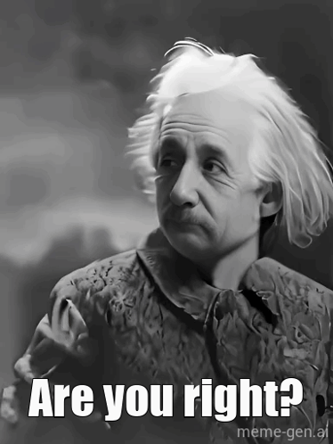Albert Einstein Black and White Caption Are You Right?