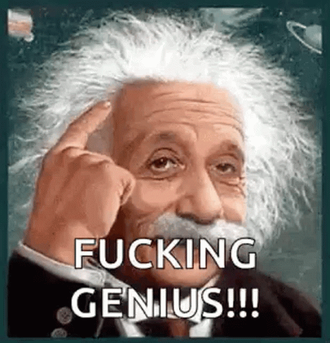 Albert Einstein Finger on Forehead Fucking Genius