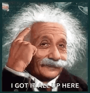Albert Einstein Finger on Forehead I Got It All Up Here