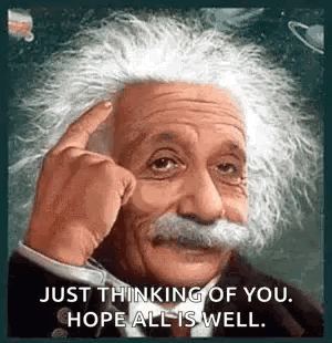 Albert Einstein Finger to Forehead Just Thinking of You