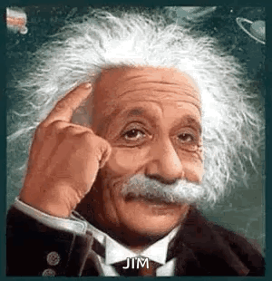 Albert Einstein Pointing at Head