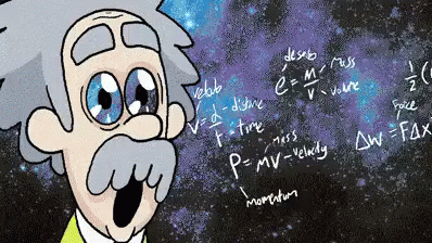 Albert Einstein Standing In Front Of Blackboard GIF