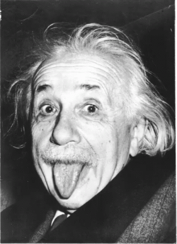 Albert Einstein Sticking Out Tongue Black and White