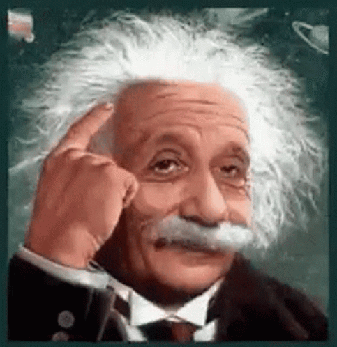 Albert Einstein Touching Head in Suit and Tie