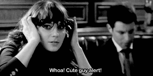 Alert Cute Guy Zooey Deschanel GIF