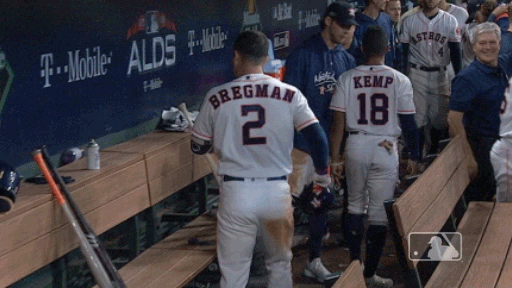 Alex Bregman Dug Out Looking Back GIF