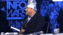 Alex Jones Pout Wearing Foil Cap GIF