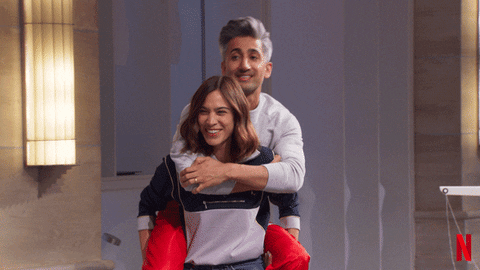Alexa Chung Piggyback Tan France GIF
