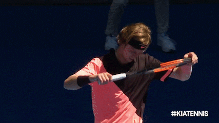 Alexander Zverev Hitting His Thigh With Racket GIF