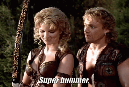 Alexandra Tydings And Michael Hurst Super Bummer GIF