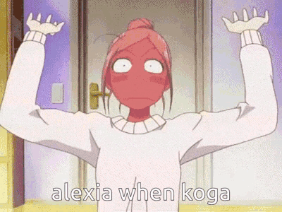 alexia when koga is a cartoon character with a red face