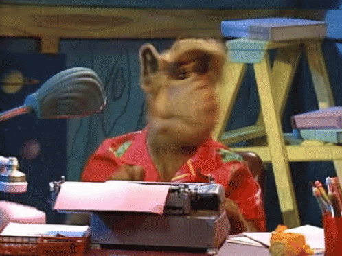 Alf Typing On Typewriter GIF