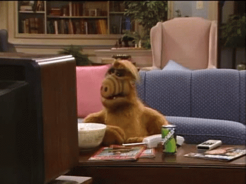 Alf Watcing Tv While Eating GIF