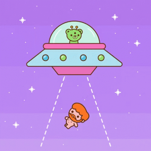 Alien Abduction Colorful Spaceship GIF