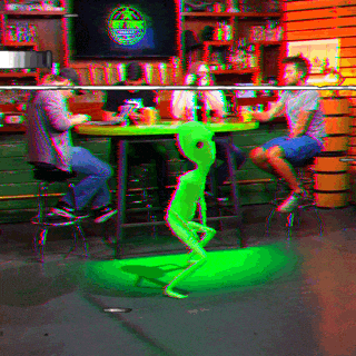 Alien And Humans At A Bar Vhs Effect GIF