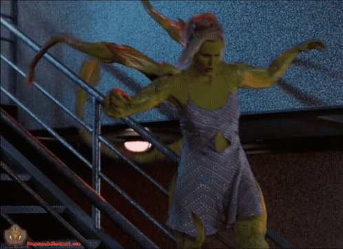 Alien Chestburster Backing Up Stairs GIF